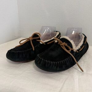 Ugg Dakota Mocassin slippers black suede leather women’s size 9